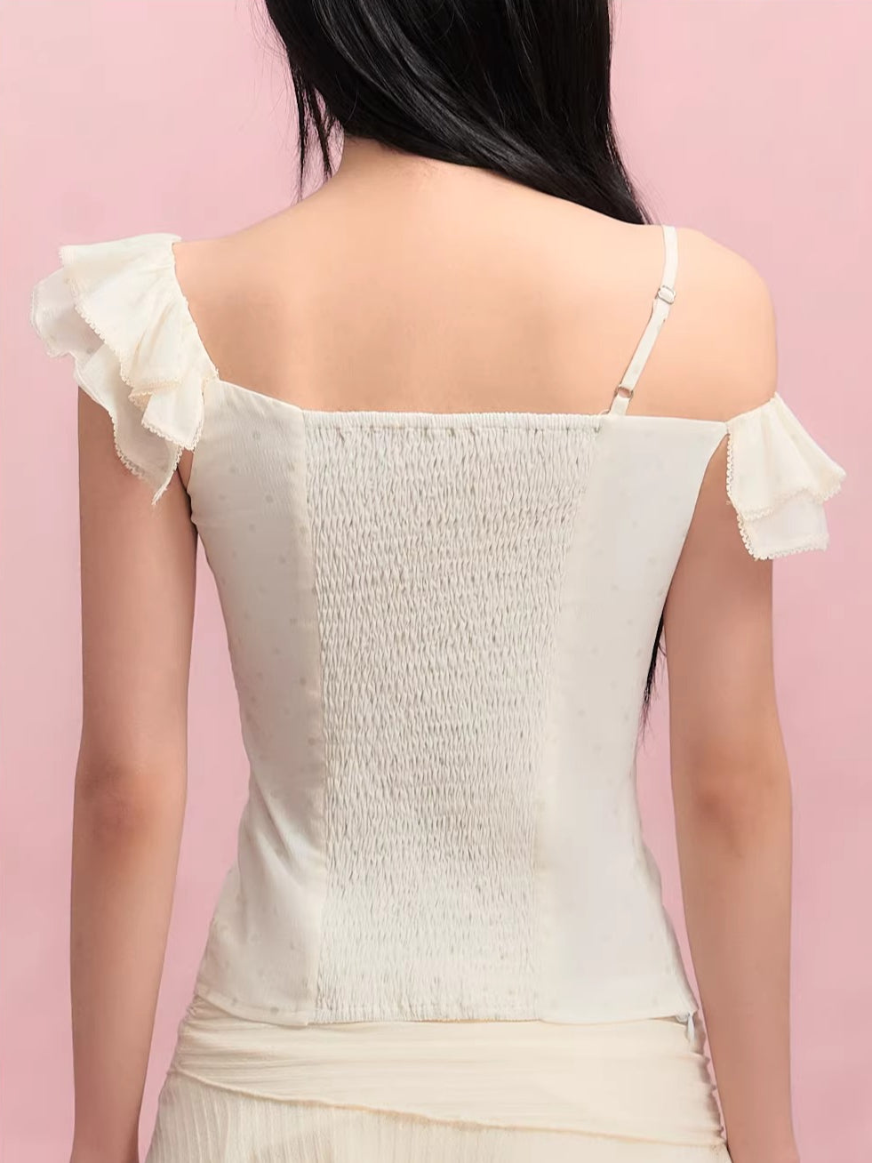 Ruffle Strap Chiffon Top