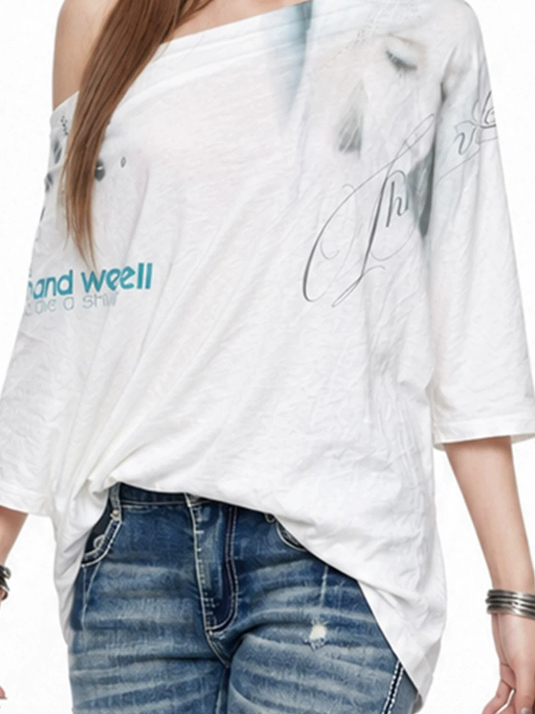 Off Shoulder Graphic T-Shirt