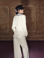 Contrast Double-V Sweater
