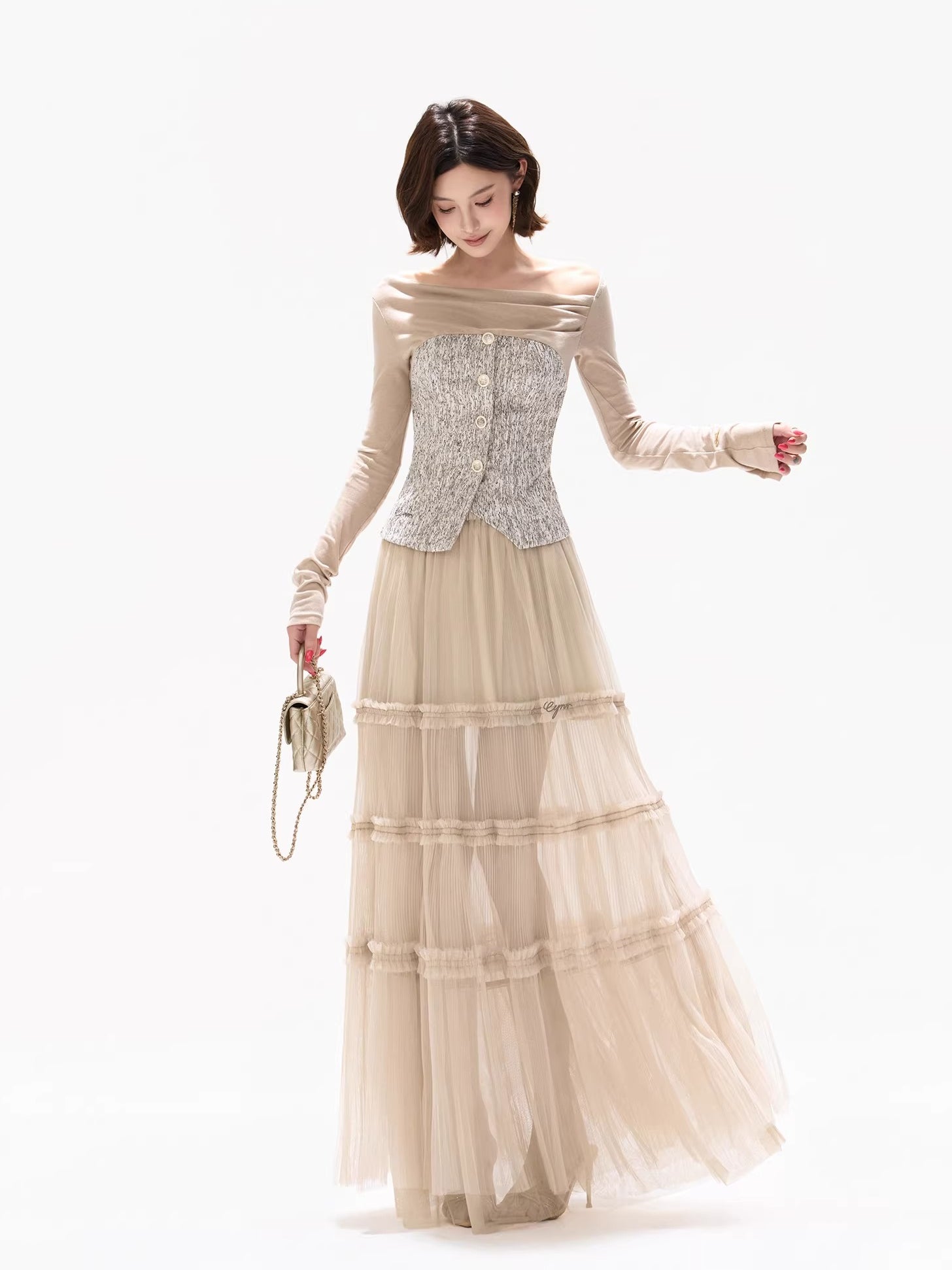 Apricot Tweed Knit Set