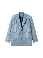 Washed Oversized Denim Blazer Jacket