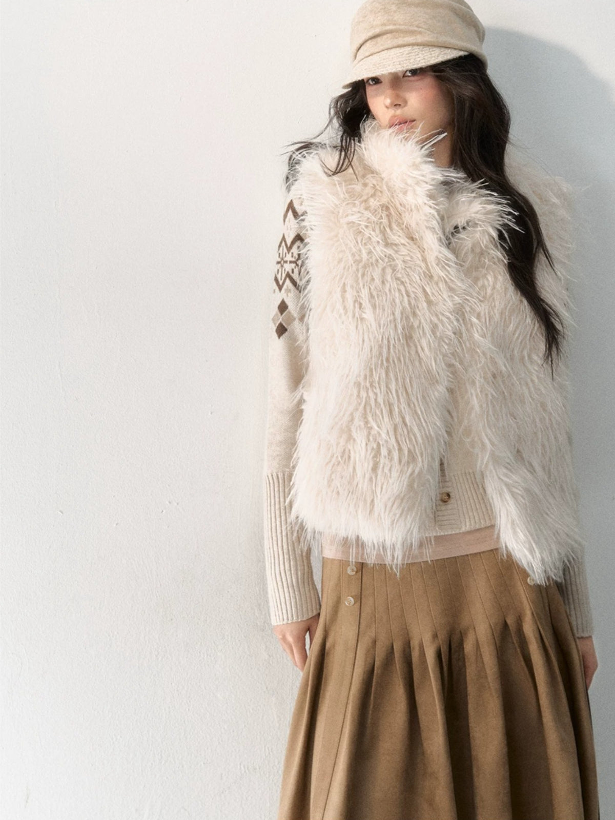 Reversible Plaid Faux Fur Vest