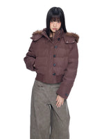 Fur Collar Hooded Cropped Down
