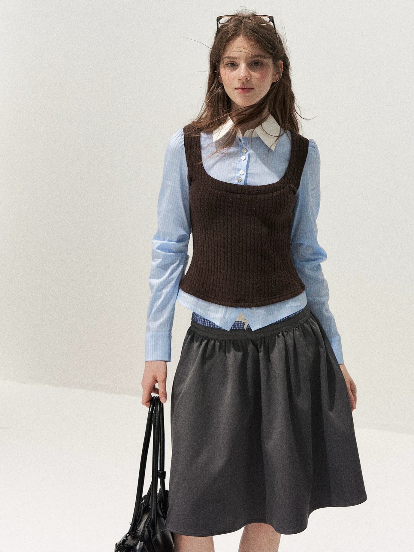 Cable Knit Vest Shirt