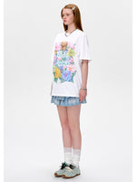 3D Butterfly Flower Crew Neck Cotton T-shirt