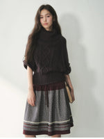 Cable Knit Turtleneck Cape Sweater