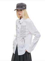 Lace-Up Bow Detail Relaxed Shirt