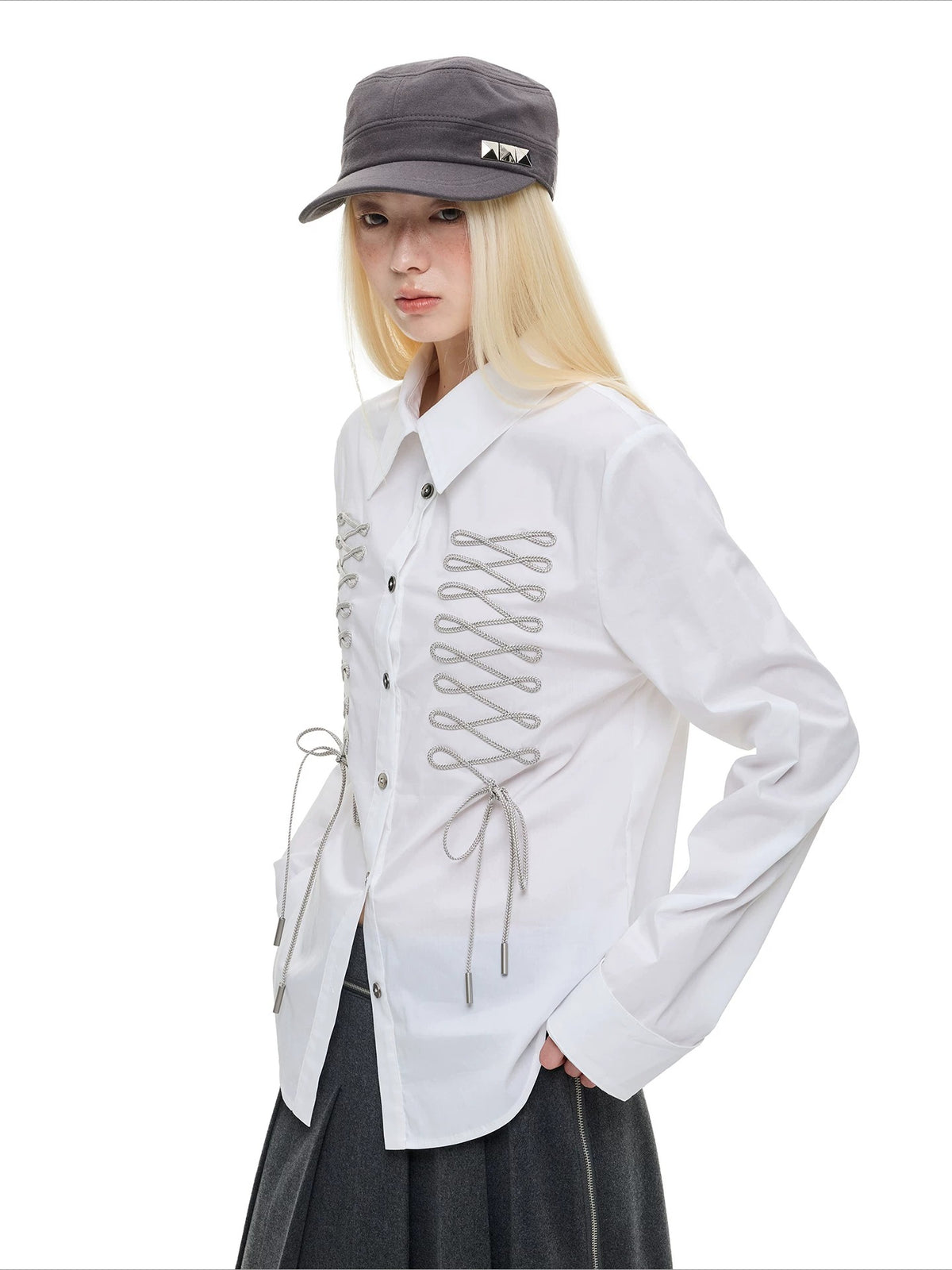 Lace-Up Bow Detail Relaxed Shirt
