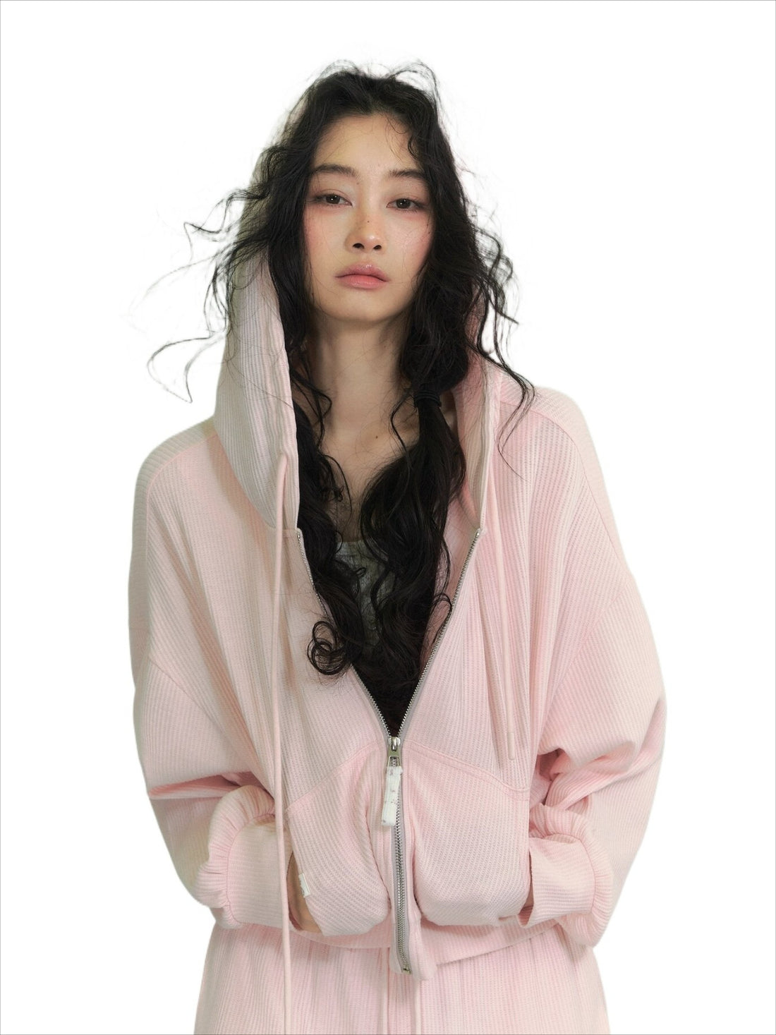 Waffle Hoodie Shorts Vest Set