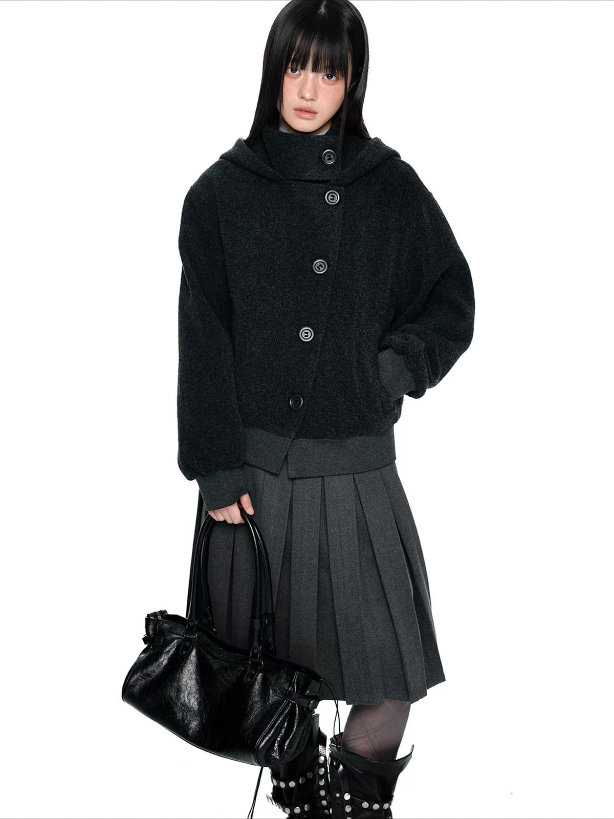 Hooded Button Jacket