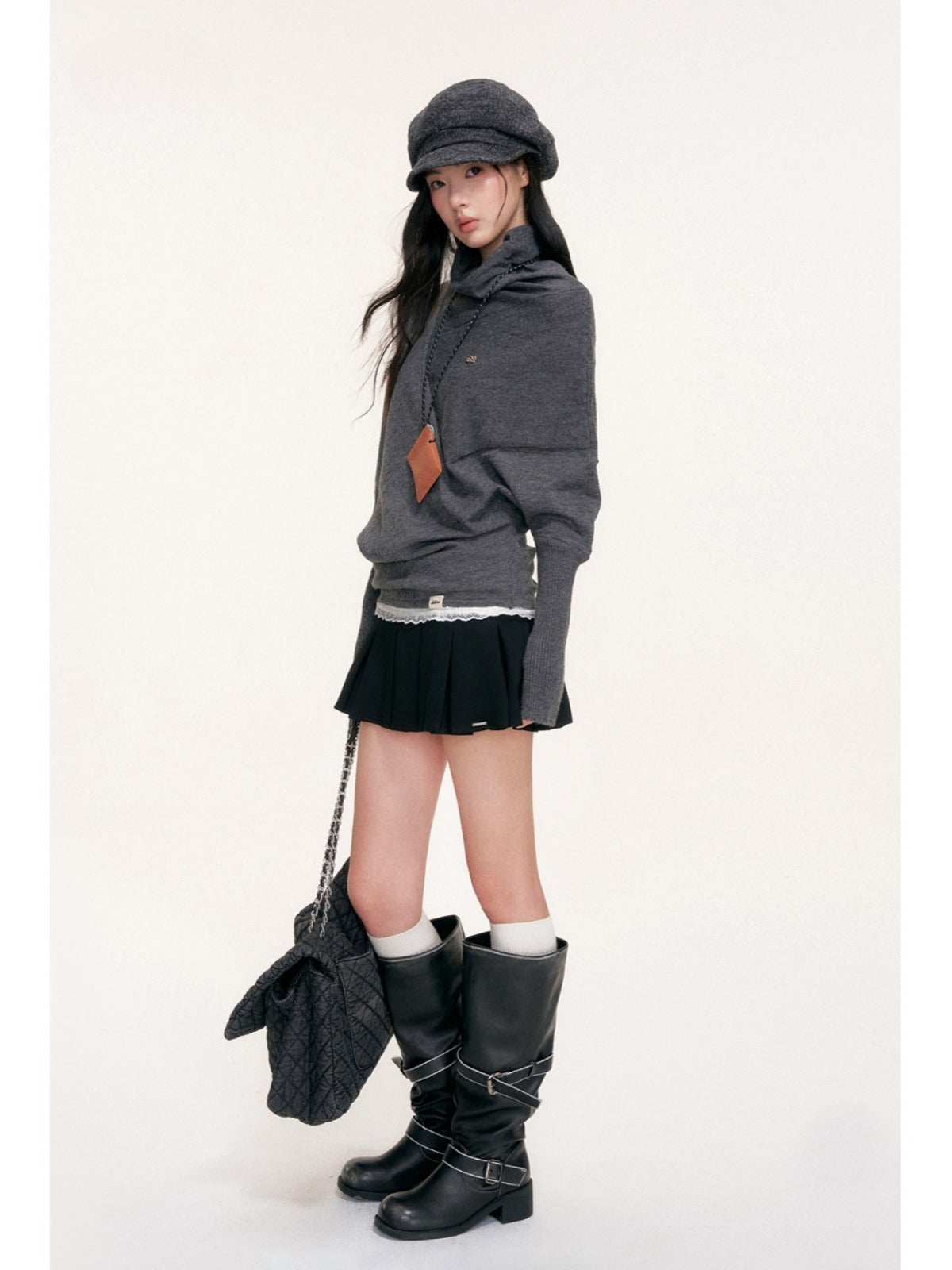 Cape Cut Turtleneck Batwing Sweater