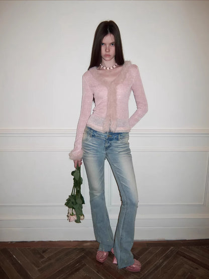 Sequin Knit V-neck Cardigan