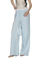 Waist Rope Striped Wide-Leg Pants