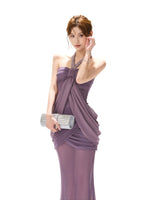 Rhinestone Halter Mermaid Dress