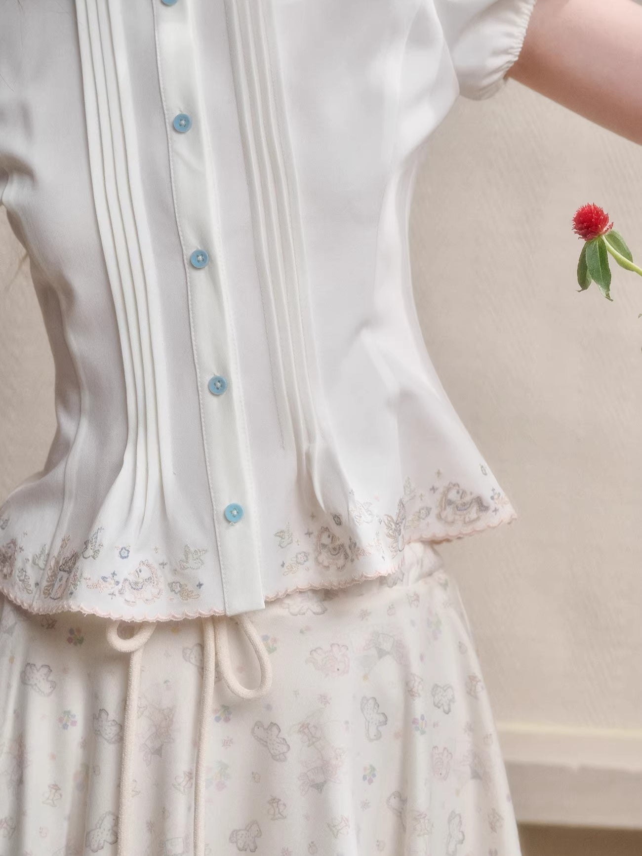 Embroidered Doll Collar Shirt