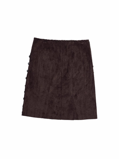 Suede Studded A-Line Skirt