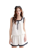 White And Blue Lace Trim Set