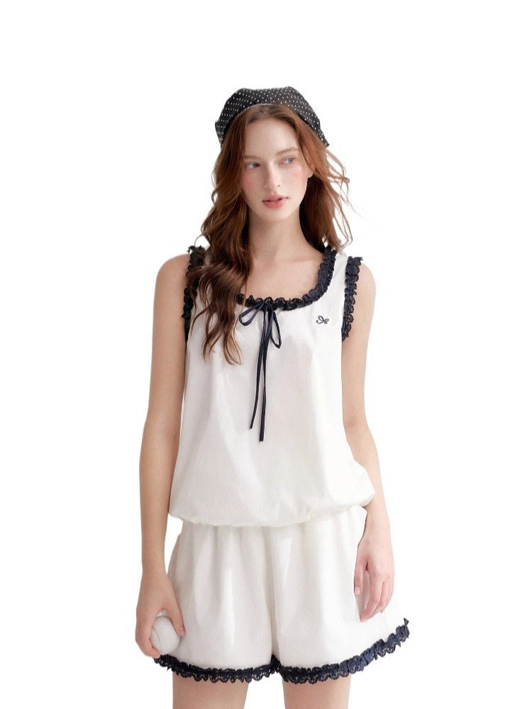 White And Blue Lace Trim Set