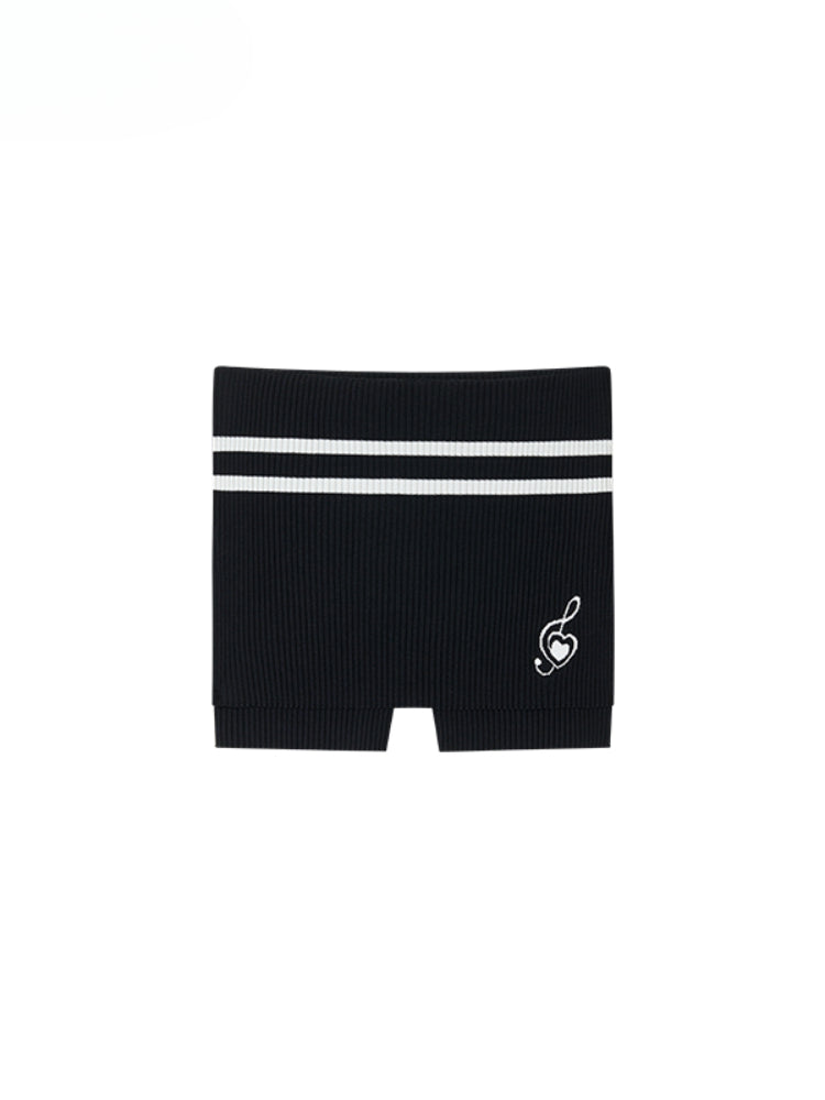 Contrast Color Knitted Bandeau Top &amp; Shorts Set