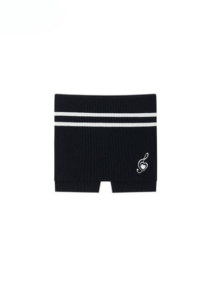 Contrast Color Knitted Bandeau Top &amp; Shorts Set