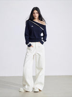 Beige Embroidered Pocket Jeans