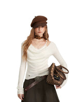 Layered Cowl Neck Knit Sweater