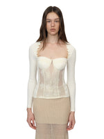 White Lace Panel Bustier Top