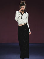 Ribbon Polo Tie-Up Sweater & Shorts Set