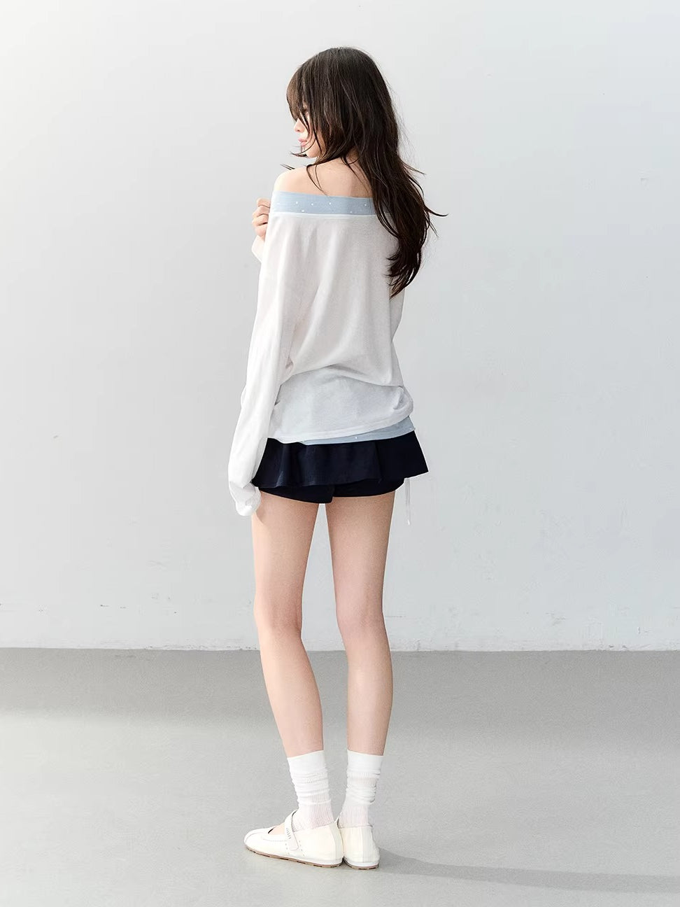 White Clock-Print Polka Dot Tee