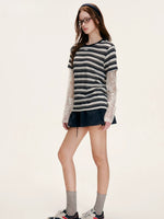 Linen Stripe Lace Top