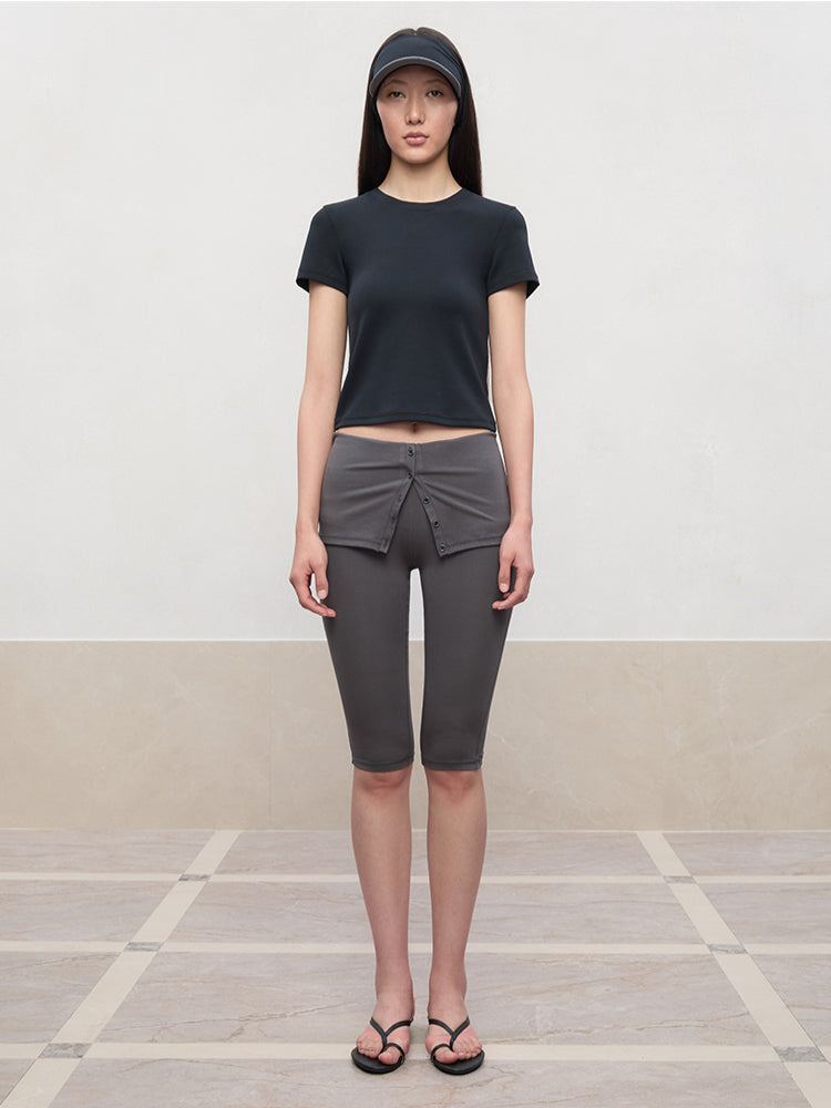 Regular-Shoulder Round Neck Short-Sleeve T-Shirt