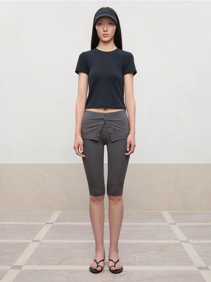 Regular-Shoulder Round Neck Short-Sleeve T-Shirt