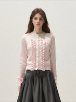 Ruffle Trim Vintage Knit Sweater
