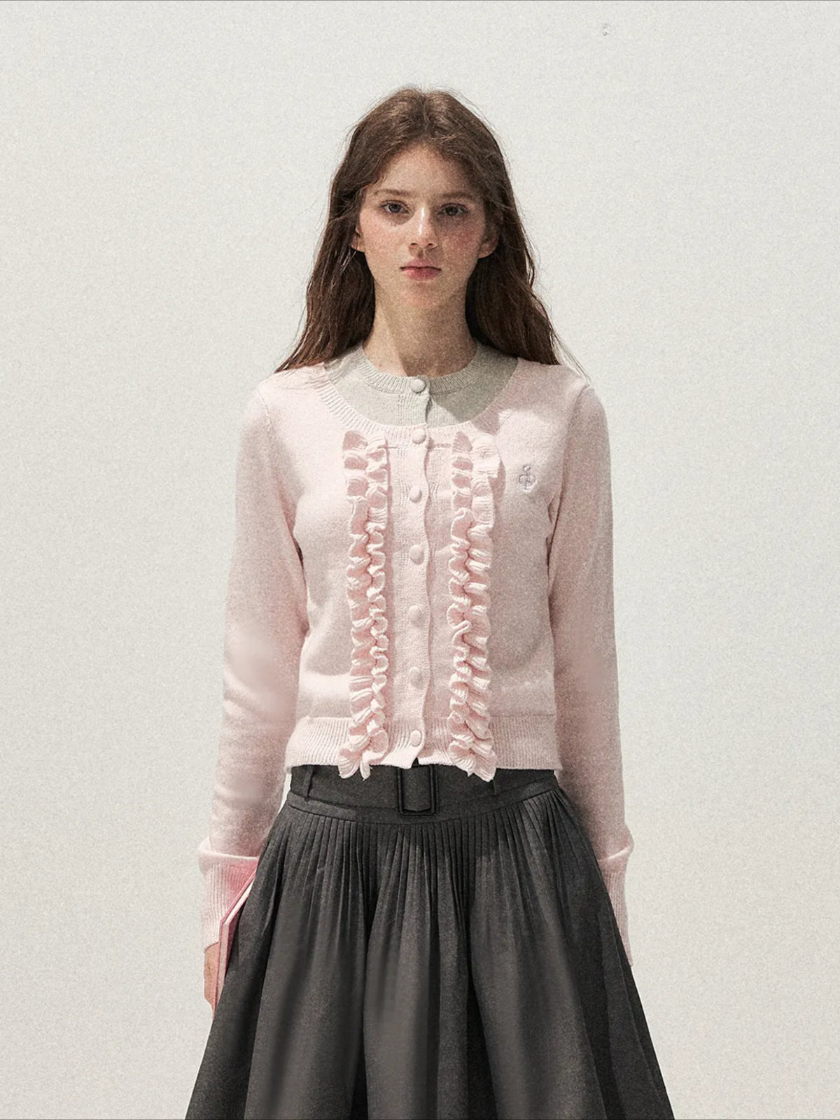 Ruffle Trim Vintage Knit Sweater