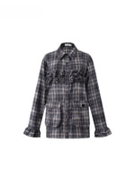 Brushed Plaid Ruffle Pocket Shirt