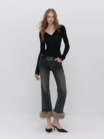 Ribbed Wool Polo Top