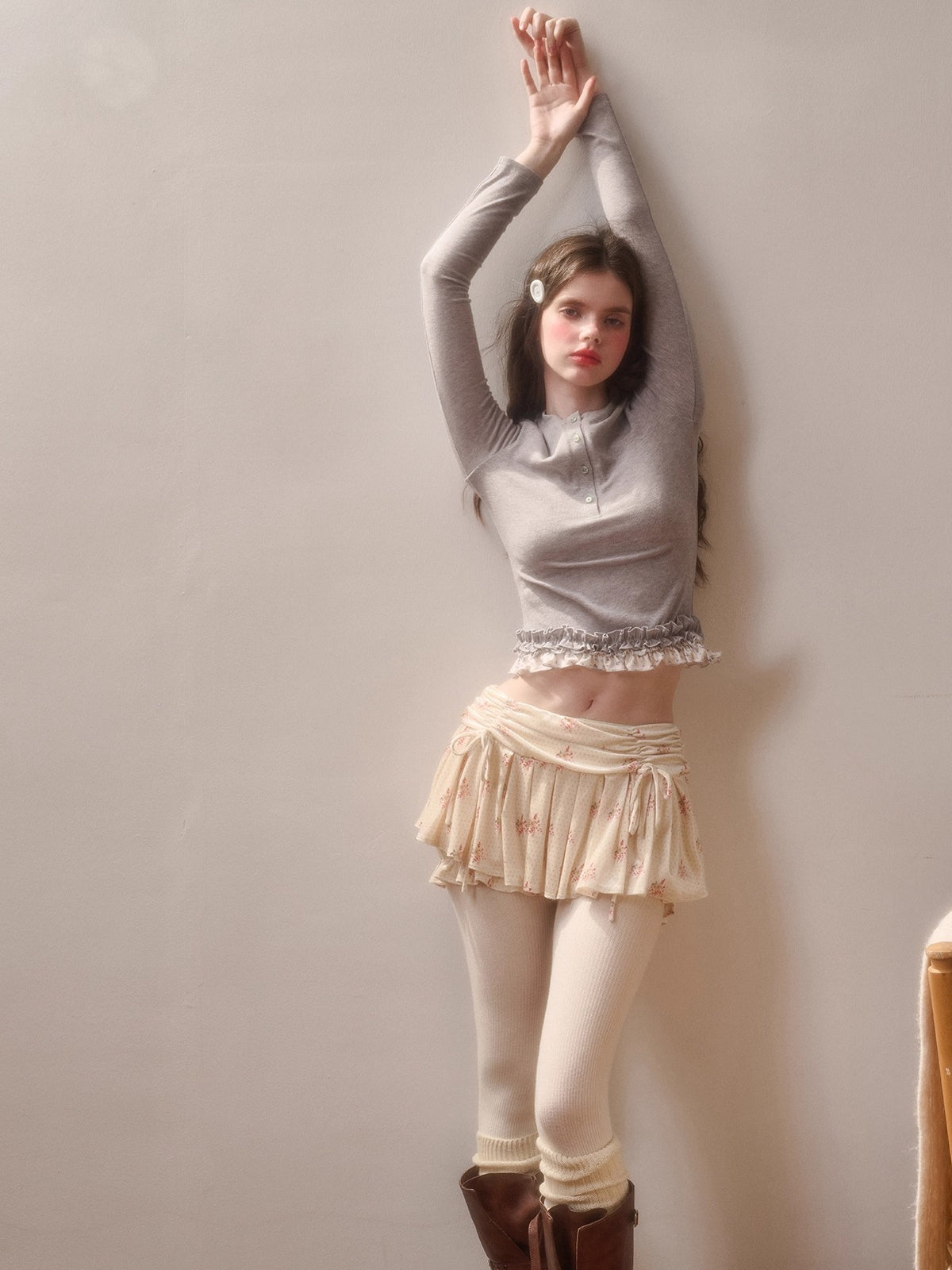 Printed Ruffle-Hem Top