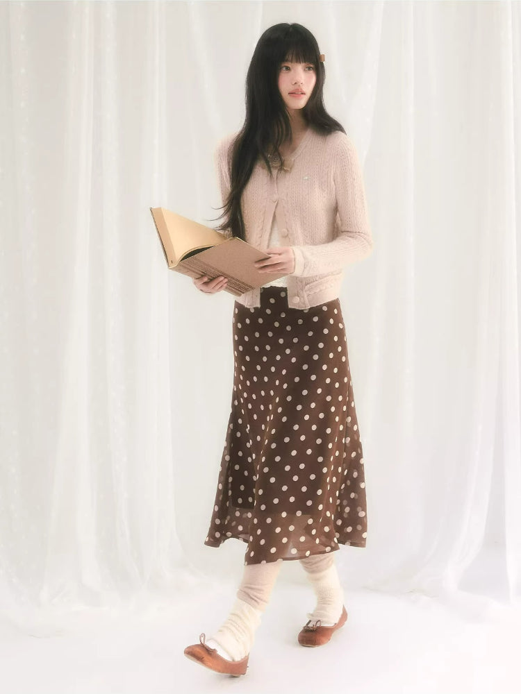 Polka Dot A-Line Midi Skirt