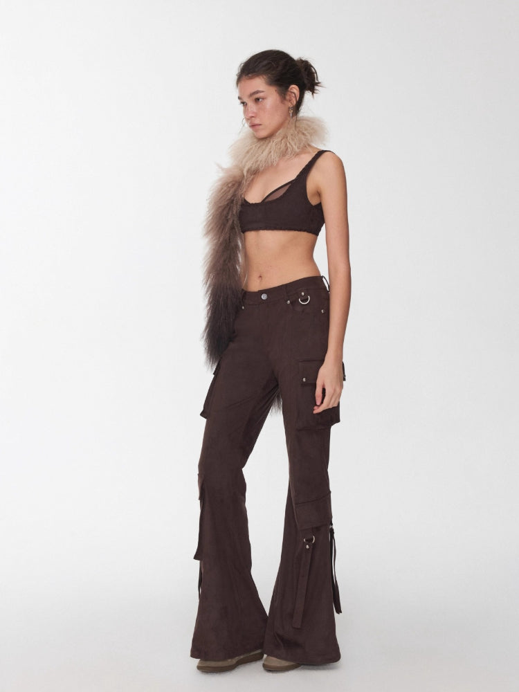 Suede Mesh Lace-Up Bralette