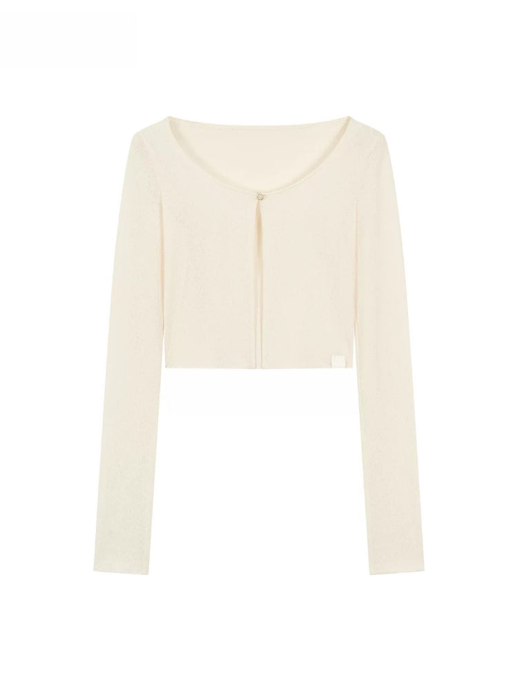 Sheer Single-Button Cardigan