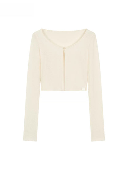 Sheer Single-Button Cardigan
