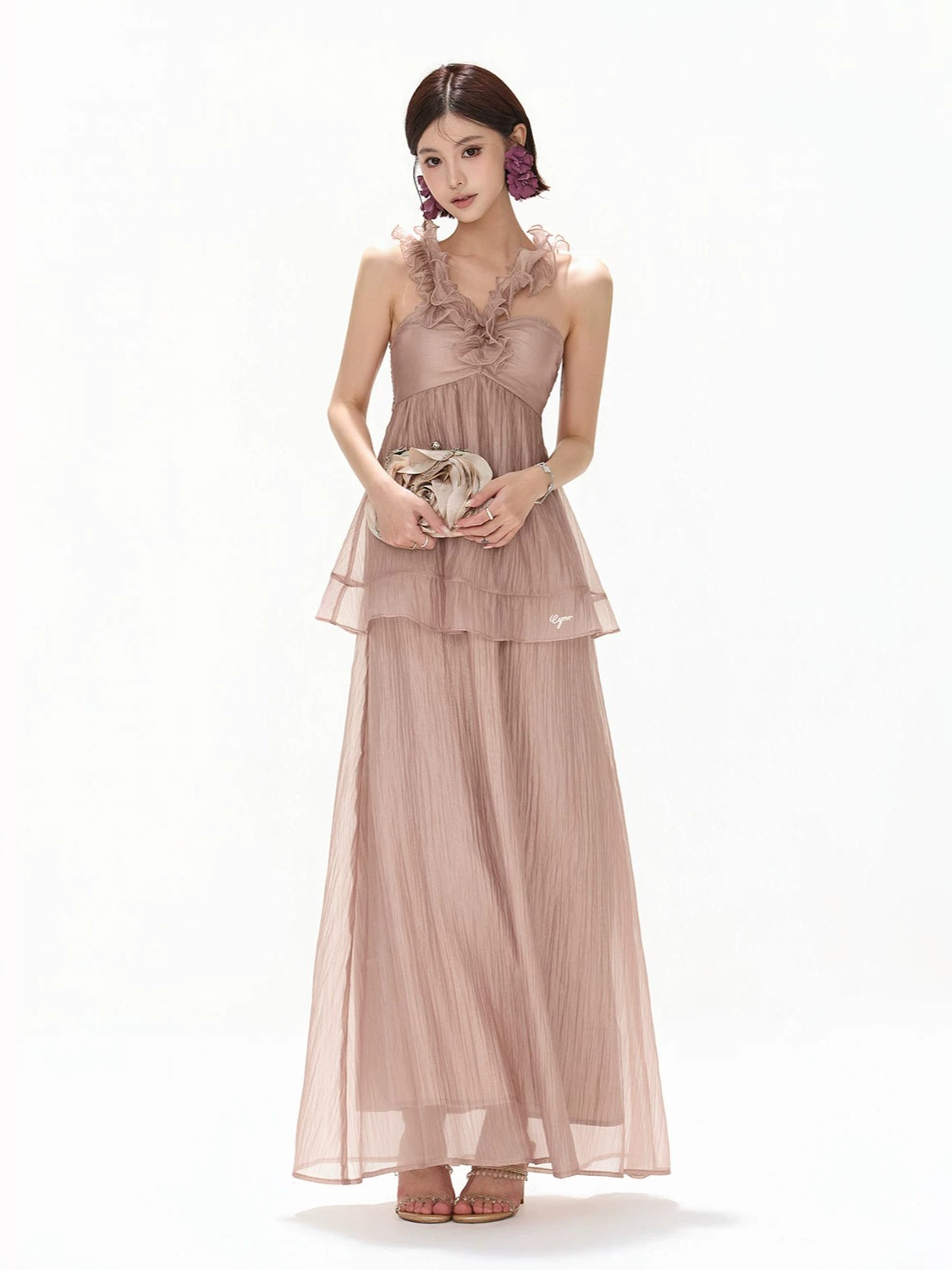 Ruffle Halter Maxi Dress