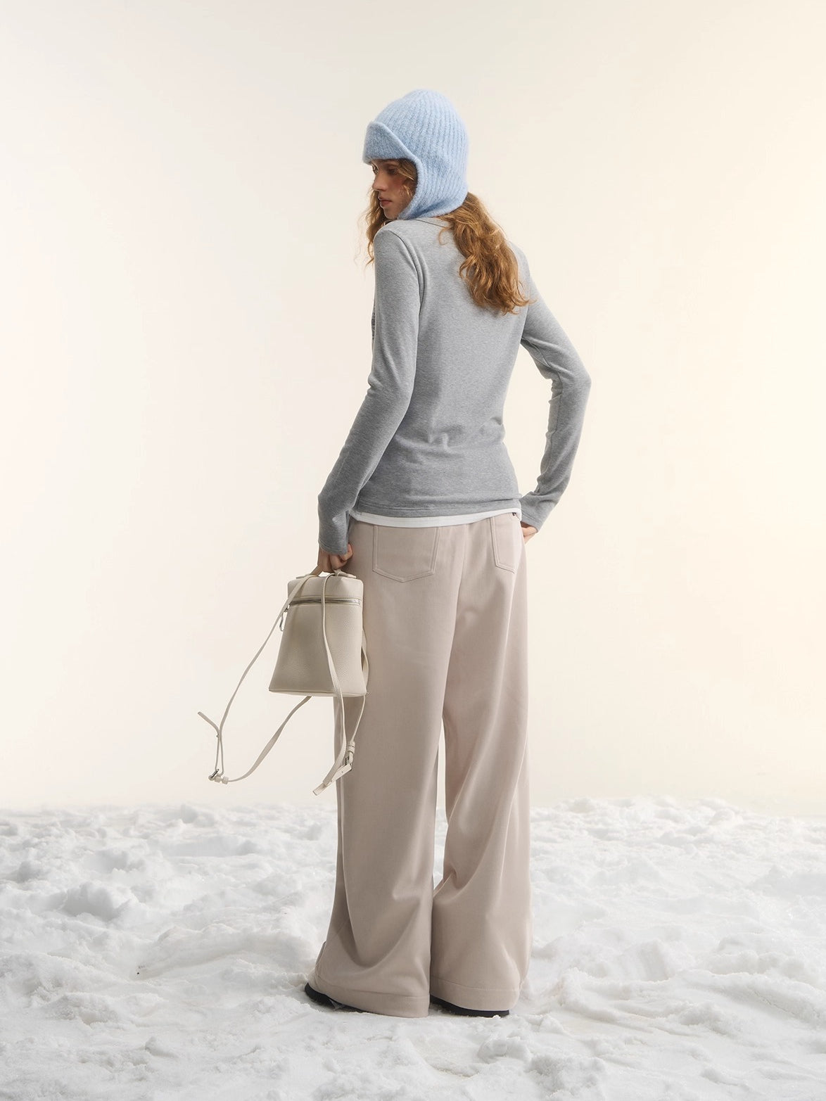 Plaid Fleece-Lined Wide-Leg Pants