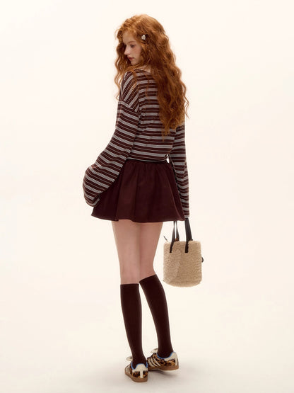 Bow-Tie Striped Long-Sleeve T-Shirt