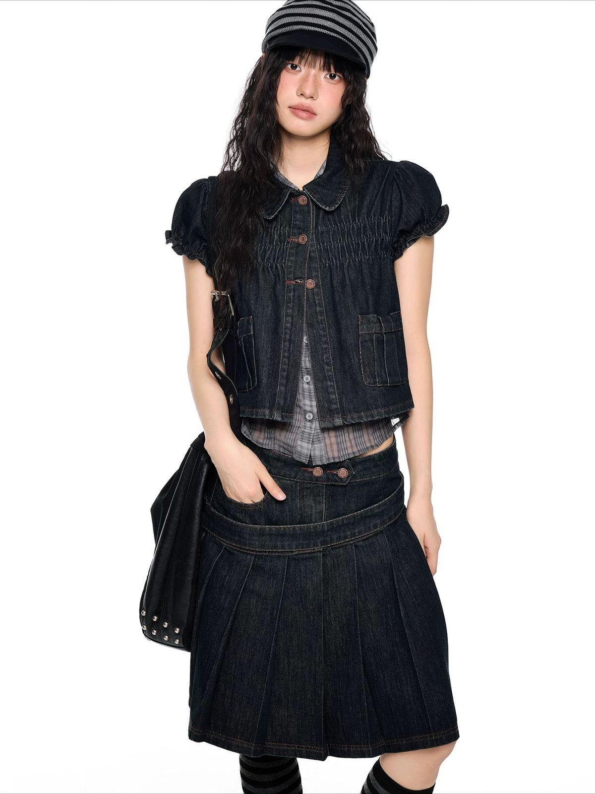 Doll Collar Denim Set