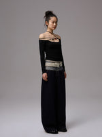 One-Shoulder Beaded Strappy Solid Color T-Shirt