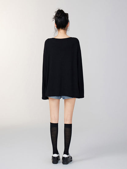 Rhinestone Letter Long-Sleeve T-Shirt