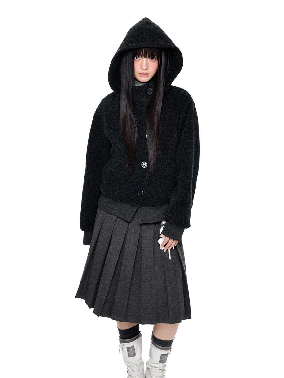 Hooded Button Jacket
