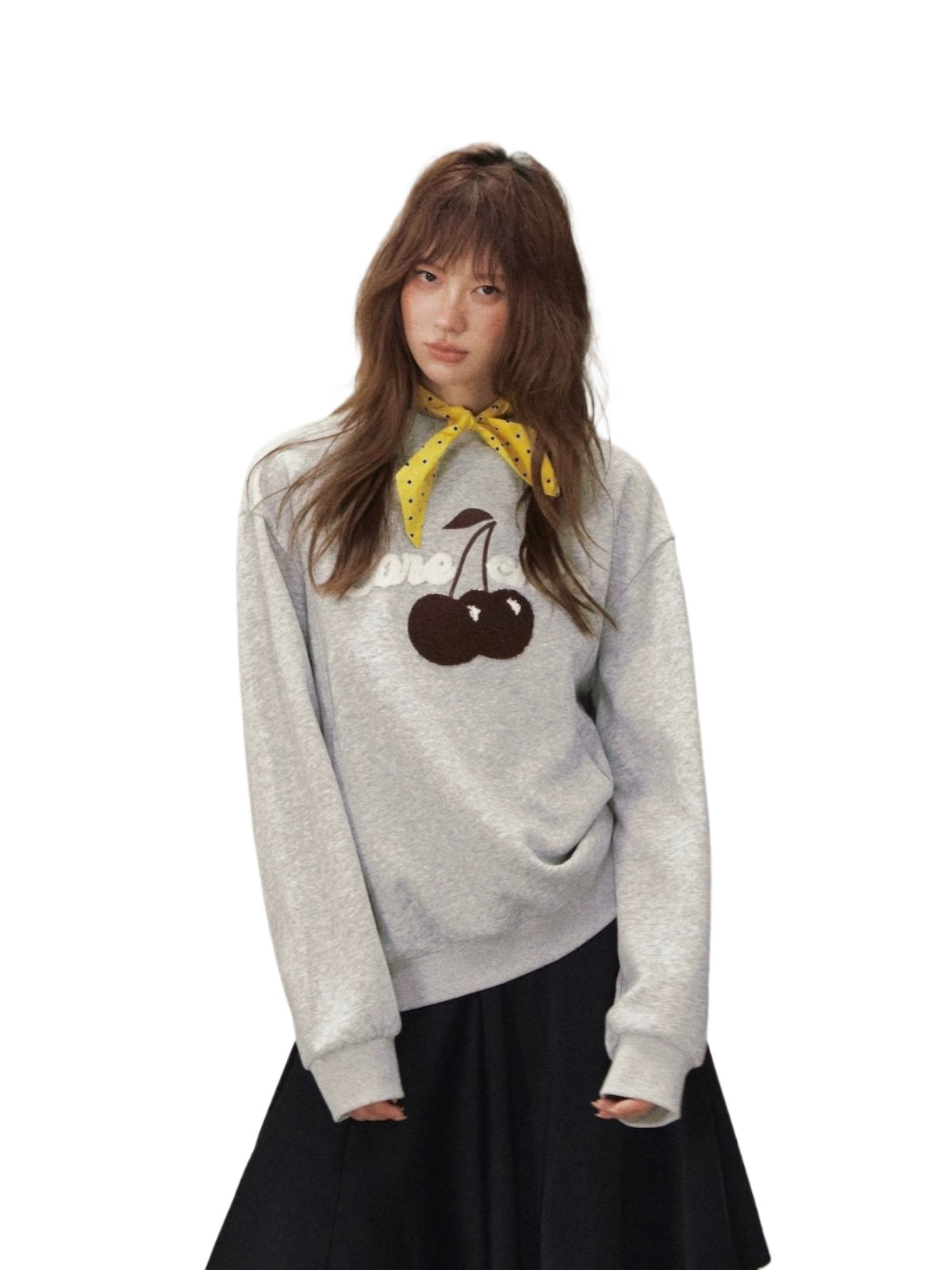 Relaxed Cherry Letter Hoodie