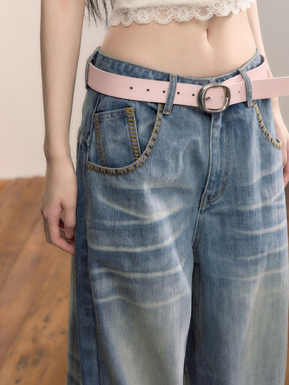 Vintage Wash Straight Jeans